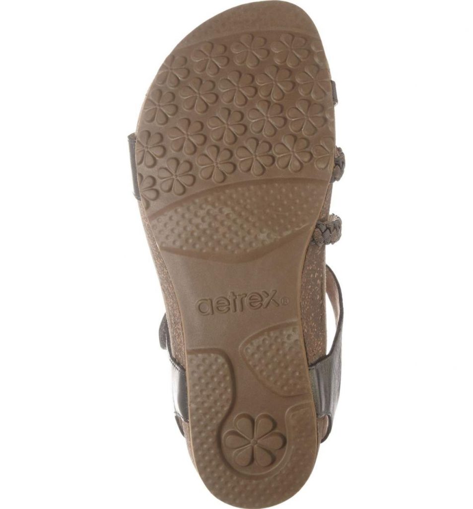 Aetrex Jillian Braided Quarter Strap Snake Print Leather Cork Wedge Sandals | Dillard's